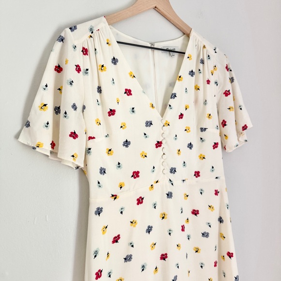 Madewell Orchard Flutter Sleeve Mini Dress Confetti Floral‎ White Cream Size 2 - Picture 7 of 13